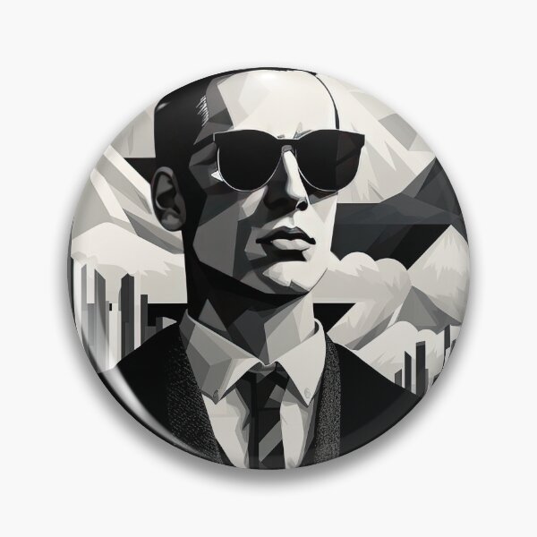 Item preview, Black & White Bauhaus Portrait in Front of the Alps designed and sold by ArtificialGenes.