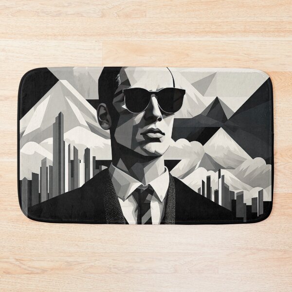 Item preview, Black & White Bauhaus Portrait in Front of the Alps designed and sold by ArtificialGenes.