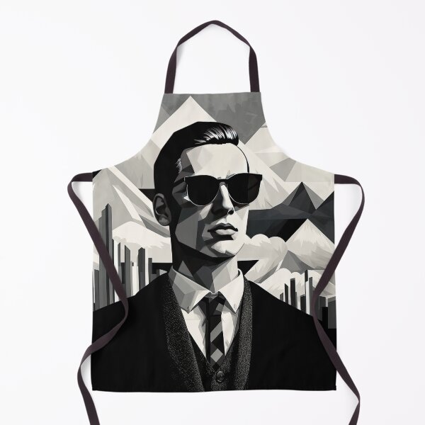 Item preview, Black & White Bauhaus Portrait in Front of the Alps designed and sold by ArtificialGenes.