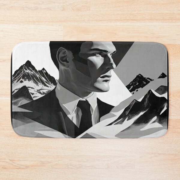 Artikelvorschau, Black & White Bauhaus Portrait in Front of the Alps entworfen und verkauft von ArtificialGenes.