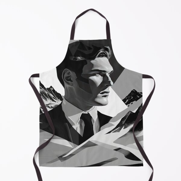 Artikelvorschau, Black & White Bauhaus Portrait in Front of the Alps entworfen und verkauft von ArtificialGenes.