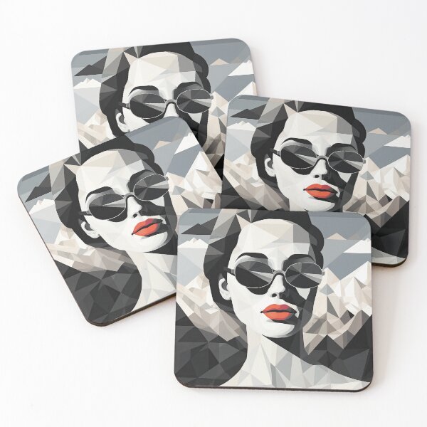 Item preview, Black & White Bauhaus Portrait in Front of the Alps designed and sold by ArtificialGenes.