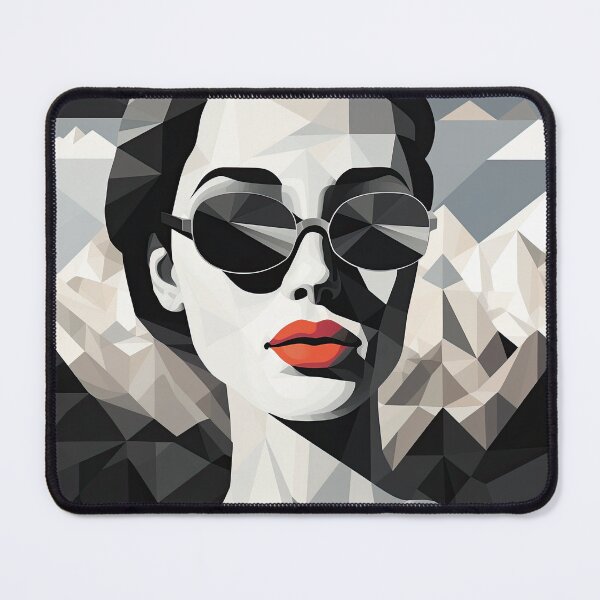 Item preview, Black & White Bauhaus Portrait in Front of the Alps designed and sold by ArtificialGenes.