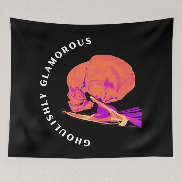 Item preview, Design for Halloween Ghoulishly Glamorous: Skull on Skinless Hand in terrifying colors - pop art designed and sold by Carola-art.