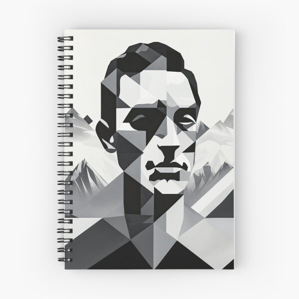 Item preview, Black & White Bauhaus Portrait in Front of the Alps designed and sold by ArtificialGenes.