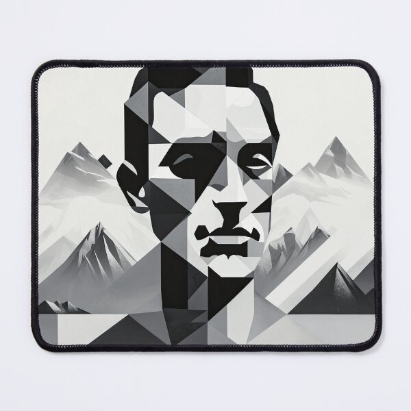 Item preview, Black & White Bauhaus Portrait in Front of the Alps designed and sold by ArtificialGenes.