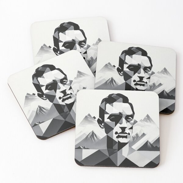 Item preview, Black & White Bauhaus Portrait in Front of the Alps designed and sold by ArtificialGenes.