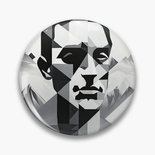 Item preview, Black & White Bauhaus Portrait in Front of the Alps designed and sold by ArtificialGenes.