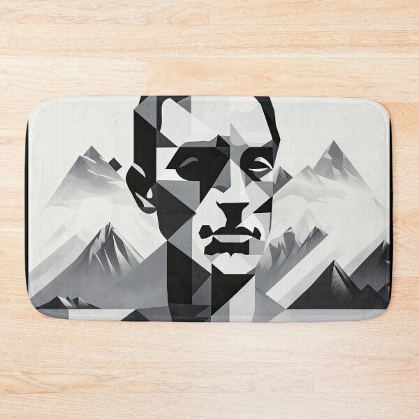 Item preview, Black & White Bauhaus Portrait in Front of the Alps designed and sold by ArtificialGenes.