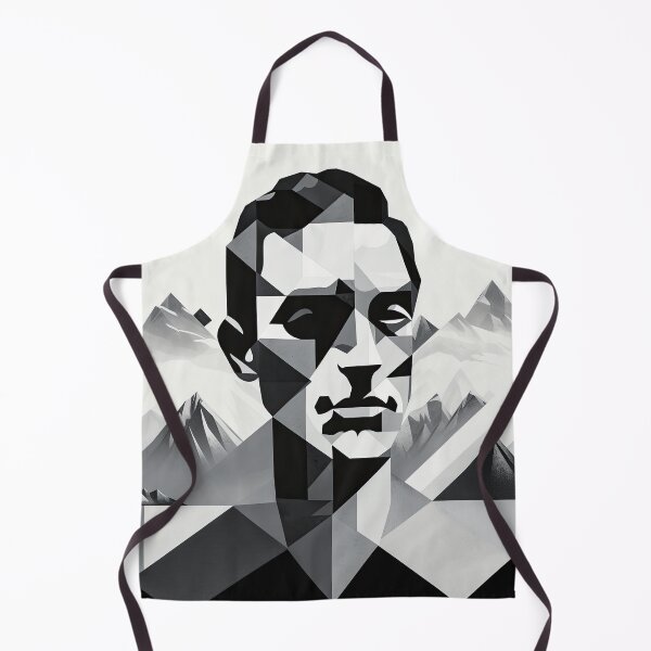 Item preview, Black & White Bauhaus Portrait in Front of the Alps designed and sold by ArtificialGenes.