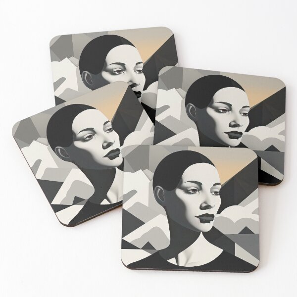 Item preview, Black & White Bauhaus Portrait in Front of the Alps designed and sold by ArtificialGenes.