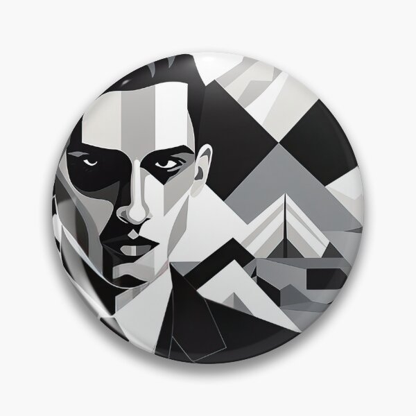 Item preview, Black & White Bauhaus Portrait in Front of the Alps designed and sold by ArtificialGenes.