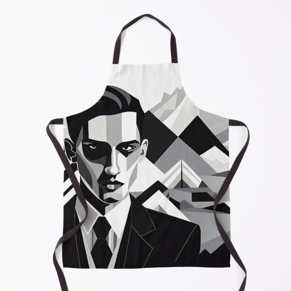 Item preview, Black & White Bauhaus Portrait in Front of the Alps designed and sold by ArtificialGenes.
