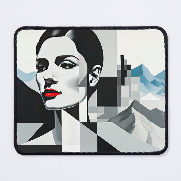 Item preview, Black & White Bauhaus Portrait in Front of the Alps designed and sold by ArtificialGenes.