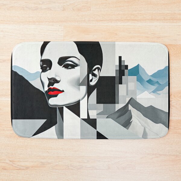 Item preview, Black & White Bauhaus Portrait in Front of the Alps designed and sold by ArtificialGenes.