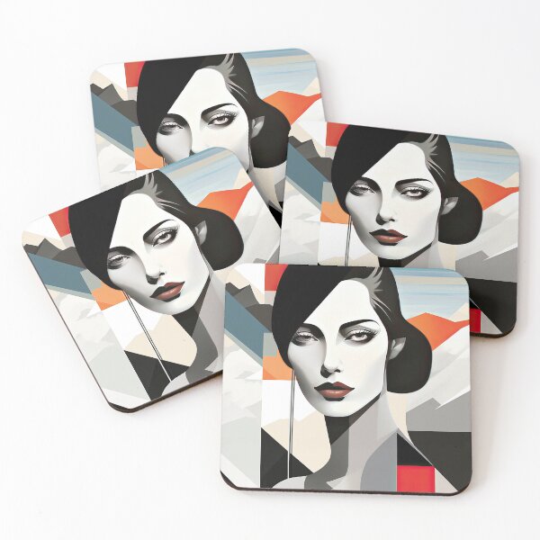 Item preview, Black & White Bauhaus Portrait in Front of the Alps designed and sold by ArtificialGenes.