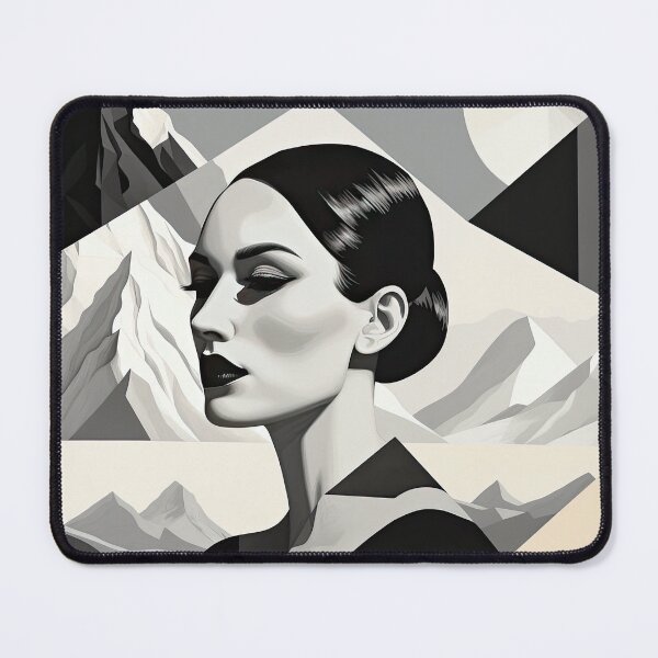 Item preview, Black & White Bauhaus Portrait in Front of the Alps designed and sold by ArtificialGenes.