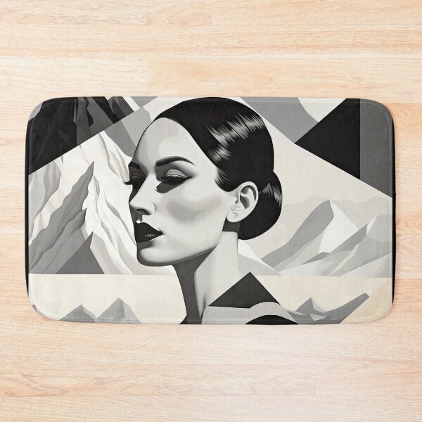 Item preview, Black & White Bauhaus Portrait in Front of the Alps designed and sold by ArtificialGenes.