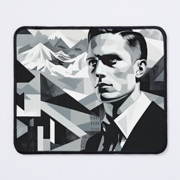 Item preview, Black & White Bauhaus Portrait in Front of the Alps designed and sold by ArtificialGenes.