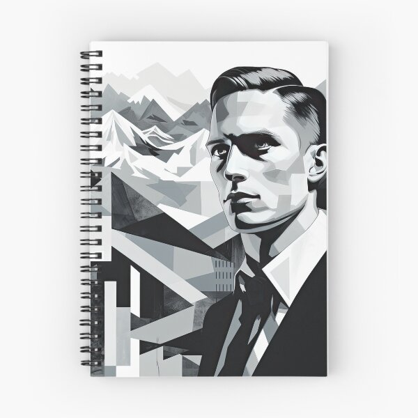 Item preview, Black & White Bauhaus Portrait in Front of the Alps designed and sold by ArtificialGenes.