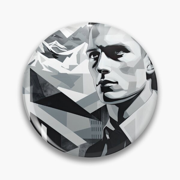 Item preview, Black & White Bauhaus Portrait in Front of the Alps designed and sold by ArtificialGenes.