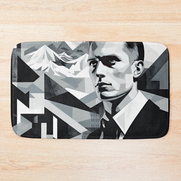 Item preview, Black & White Bauhaus Portrait in Front of the Alps designed and sold by ArtificialGenes.