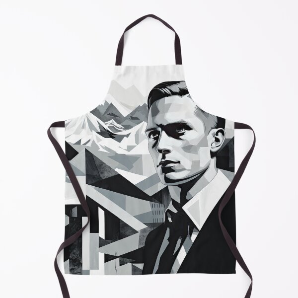 Item preview, Black & White Bauhaus Portrait in Front of the Alps designed and sold by ArtificialGenes.