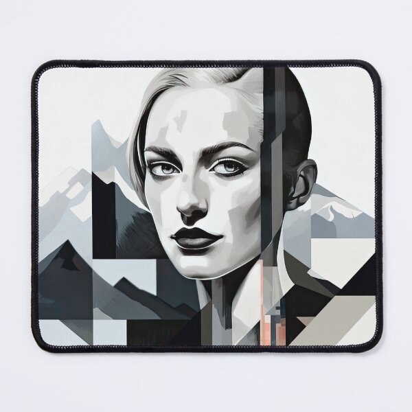 Item preview, Black & White Bauhaus Portrait in Front of the Alps designed and sold by ArtificialGenes.