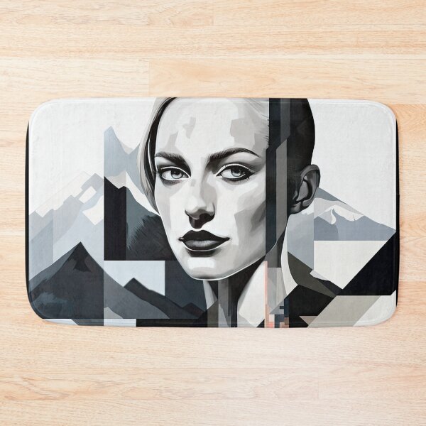 Item preview, Black & White Bauhaus Portrait in Front of the Alps designed and sold by ArtificialGenes.