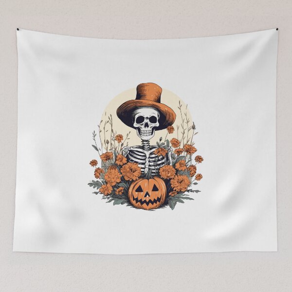 Item preview, Hand Drawn Halloween Spooky Skeleton with Flowers - Halloween Design designed and sold by Just-Flowers.