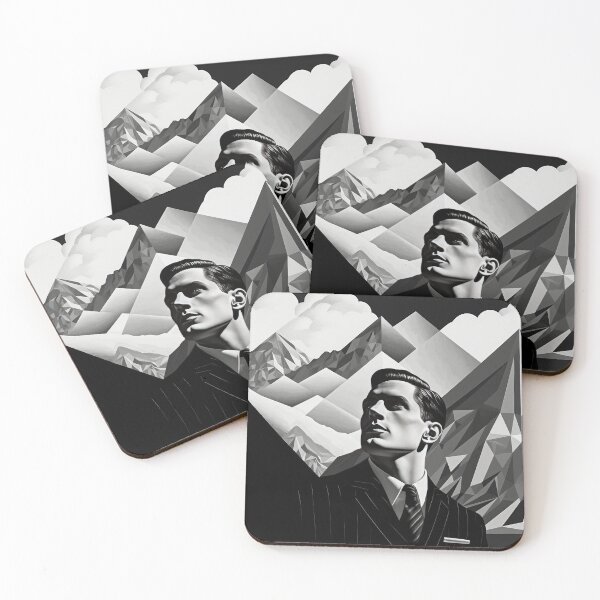 Item preview, Black & White Bauhaus Portrait in Front of the Alps designed and sold by ArtificialGenes.