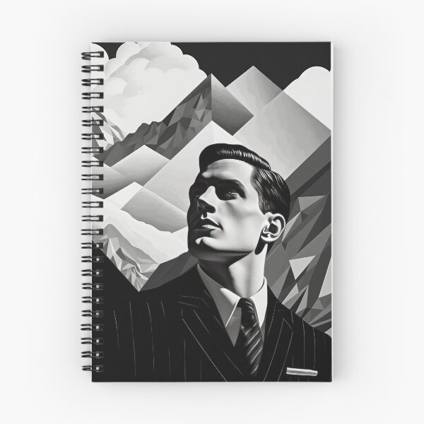 Item preview, Black & White Bauhaus Portrait in Front of the Alps designed and sold by ArtificialGenes.
