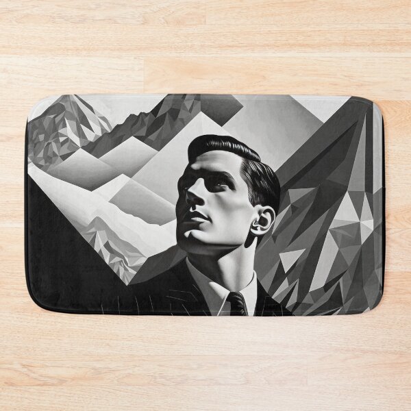 Item preview, Black & White Bauhaus Portrait in Front of the Alps designed and sold by ArtificialGenes.