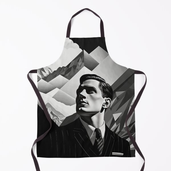 Item preview, Black & White Bauhaus Portrait in Front of the Alps designed and sold by ArtificialGenes.