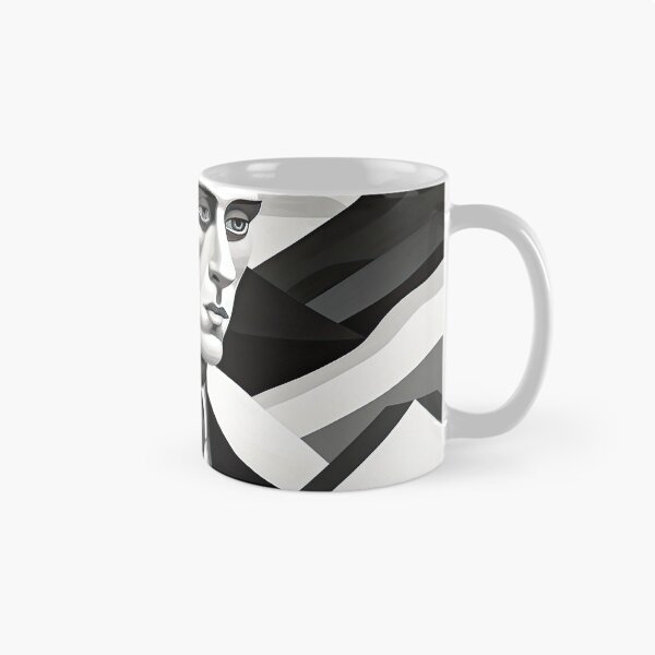 Item preview, Black & White Bauhaus Portrait in Front of the Alps designed and sold by ArtificialGenes.