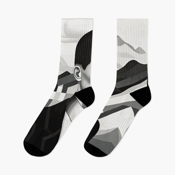 Item preview, Black & White Bauhaus Portrait in Front of the Alps designed and sold by ArtificialGenes.