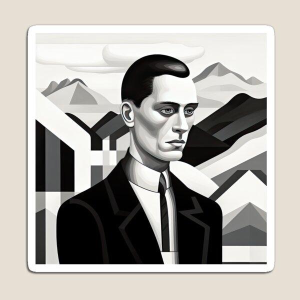 Item preview, Black & White Bauhaus Portrait in Front of the Alps designed and sold by ArtificialGenes.