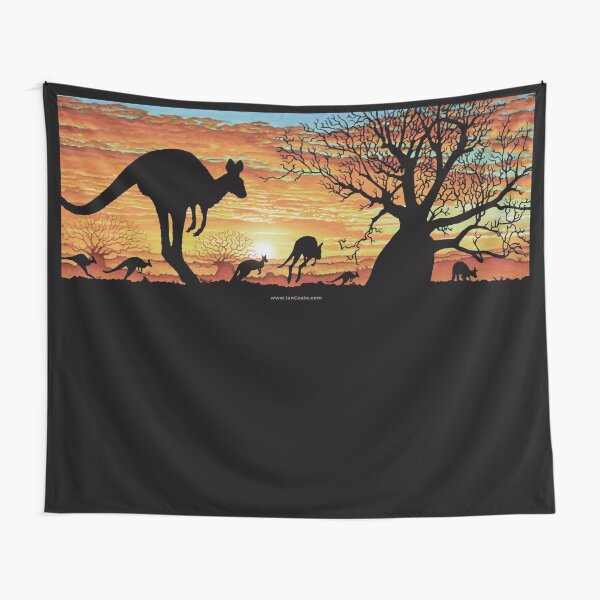 Australian Sunset Kangaroos Tapestry