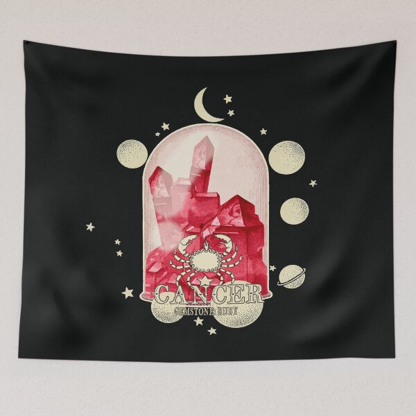 Item preview, Cancer Gemstone: Ruby crystal. Astral design. Black version designed and sold by MINDTHECHERRY.