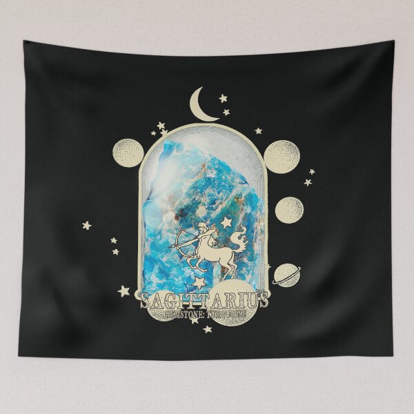 Item preview, Sagittarius Gemstone: Turquoise crystal. Astral design. Black version designed and sold by MINDTHECHERRY.