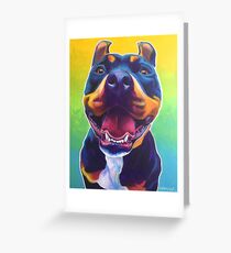 Happy Pit Bull - Slobbery Smiling Colorful Pitbull Dog Greeting Card