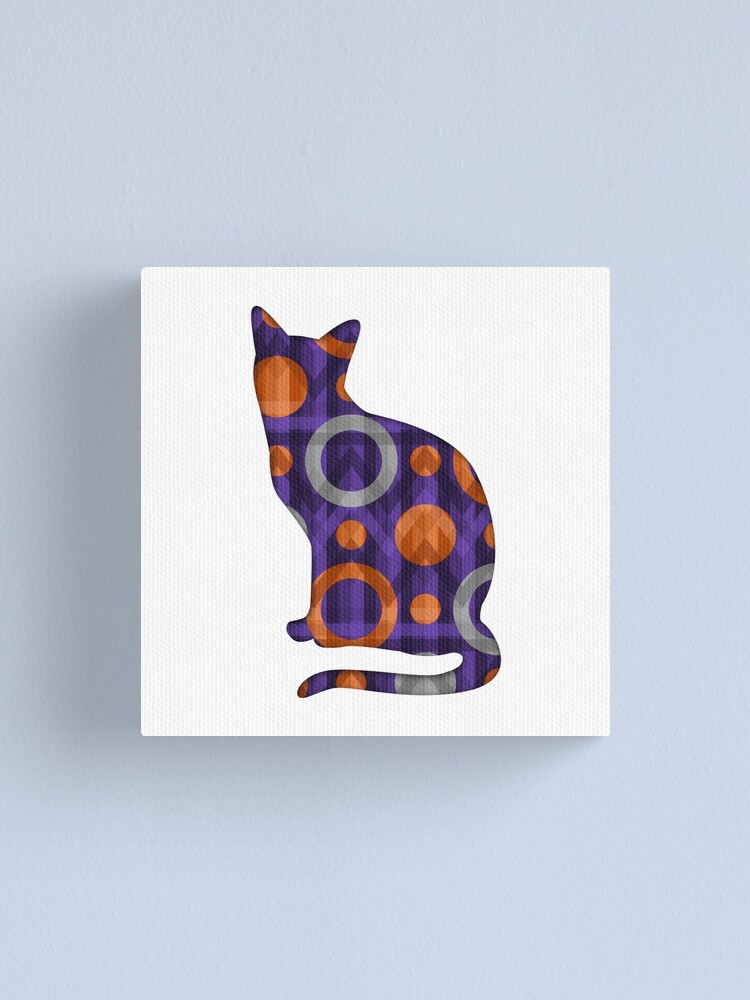 Cat shilhouette, Halloween colors, Original vintage geometric pattern,  retro modern art, for matching items, orange purple Canvas Print for Sale  by dizzy8