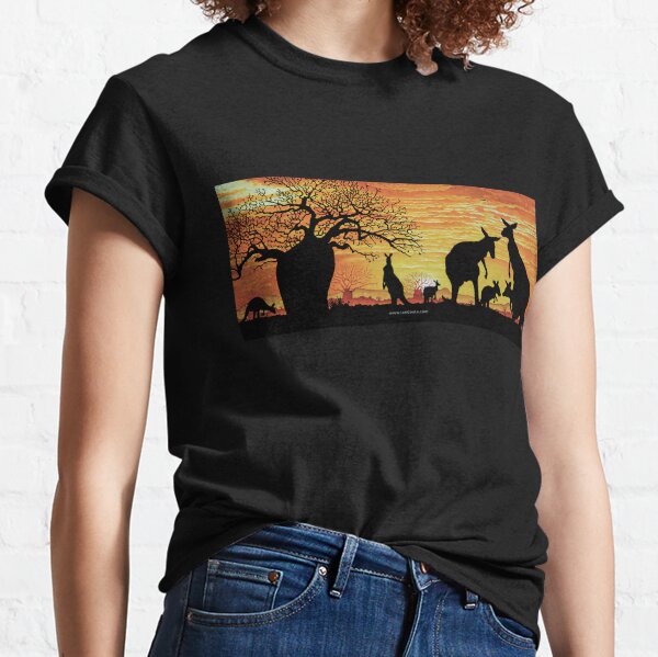 Australian Sunset Kangaroos and Boab Classic T-Shirt