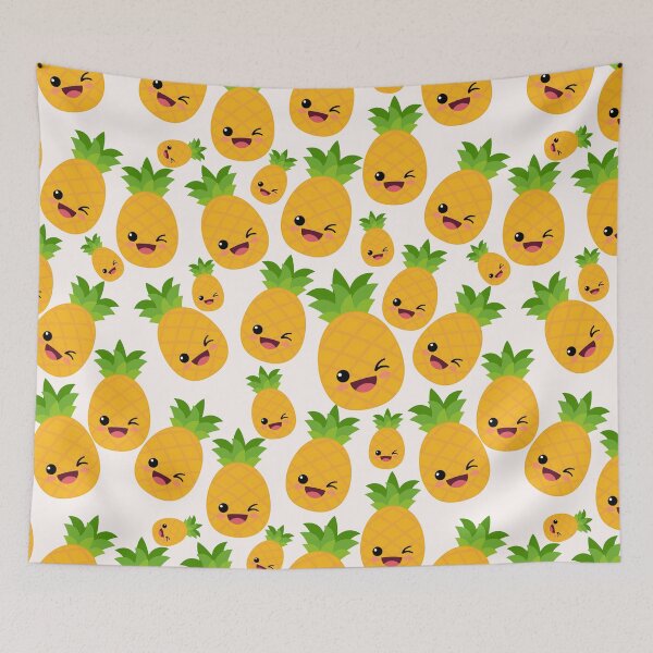 Item preview, Kawaii Pineapple Pattern - Adorable Tropical Art designed and sold by OrangeMG.