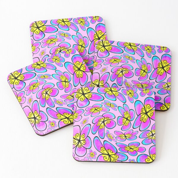 Item preview, Retro 1960's Pink, Purple, Yellow Twirled Floral Pattern designed and sold by DEC02.