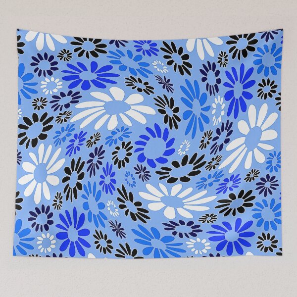 Item preview, Retro 1960's Blue And White Twirled Flower Pattern designed and sold by DEC02.
