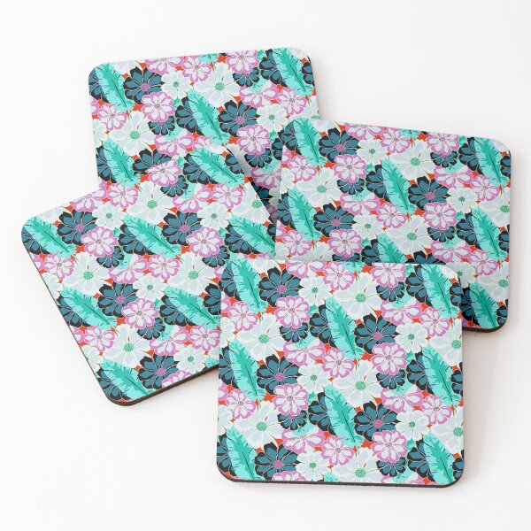 Item preview, Max Hawaiian Floral Pattern - Pink And Green designed and sold by bonfimarts.