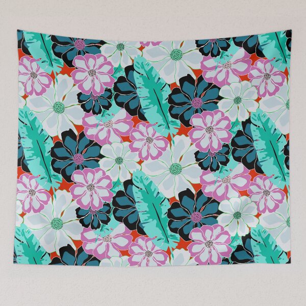 Item preview, Max Hawaiian Floral Pattern - Pink And Green designed and sold by bonfimarts.
