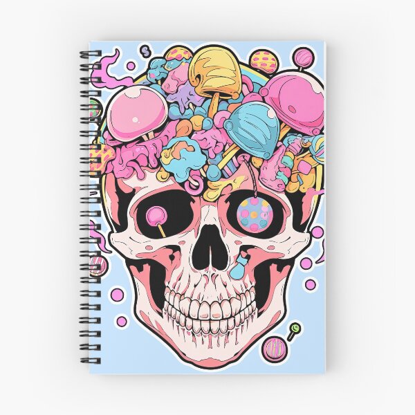 Artikelvorschau, Colorful Bubblegum Skull Lollipop Pink and Blue Sweets Juicy Spooky Halloween entworfen und verkauft von BubbleBone.