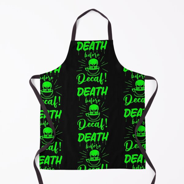 Item preview, skull death before decaf skeleton coffee acid green designed and sold by Gossip Rag.